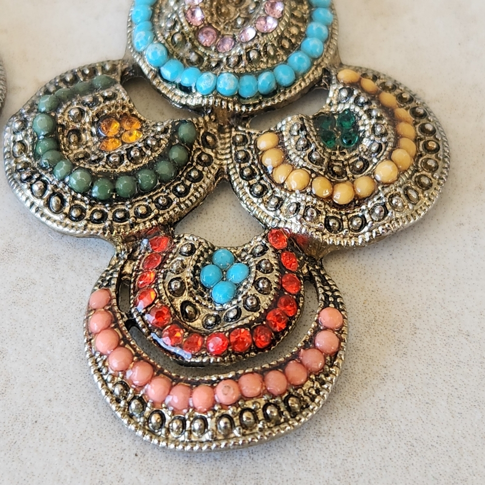 Unique Boho Dangle Drop Large Beaded Statement Ea… - image 6